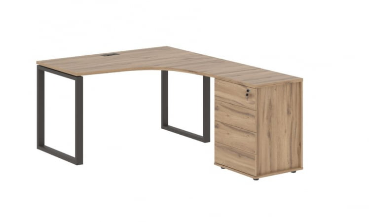 Стол эргономичный с тумбой правый ЕДИС ЕКCЕТ 1318 Р Дуб Денвер светлый Мокко / EDIS EQCET R_0