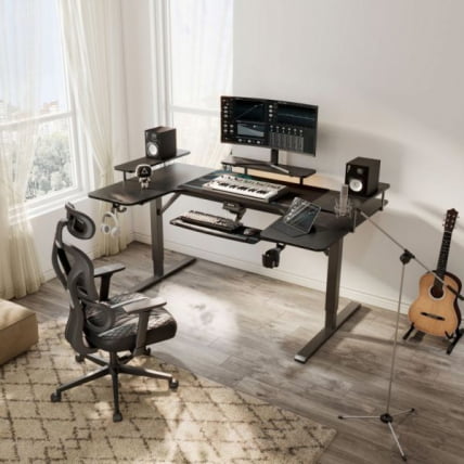 Стол для компьютера (для геймеров) У-образной формы с электрической регулировкой по высоте и трансформируемыми полками Еурека У-71 / U-образной Eureka U-71_14