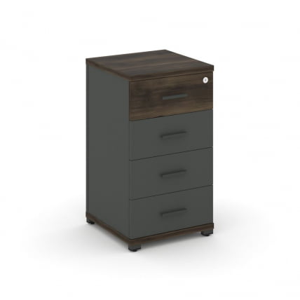 Тумба опорная/приставная с 4 ящиками CОНCЕПТ CН.ТУО-002 Б/В Дуб Мали Антрацит / CONCEPT CN.TUO-002 B/W_0