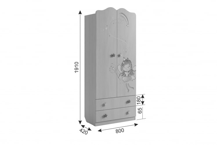 Шкаф комбинированный (с ящ. 2-створчатый) Чудо МДВ-01 Белый рамух / MDW-01_10