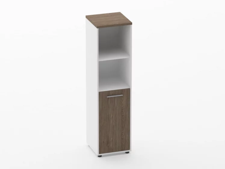 Шкаф 3 узкий 2 полки открытые, 2 полки закрытые Дека 10.16.11Пр Дуб Верцаска/Белый / Deka_0