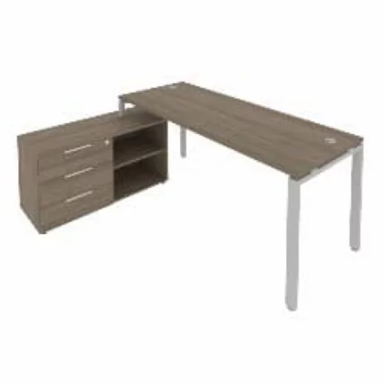 Рабочая станция на П-образном м/к с опорной тумбой левая Метал Сйстем БП.РС-СТС-2.5 Л Вяз/Серый / Metal System_0