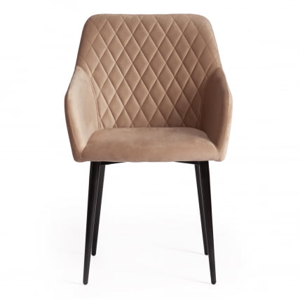 Кресло БРЕМО (мод. 708) ткань/металл, 58х55х83 см, высота до сиденья 48 см, бежевый баркхат 5/черный / BREMO (mod. barkhat_4