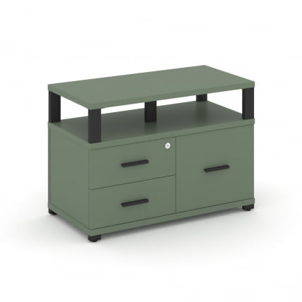 Тумба приставная сервисная с надставкой широкой CОНCЕПТ CН.ТСР-003 Б/В Кобо Черный / CONCEPT CN.TSR-003 B/W_0