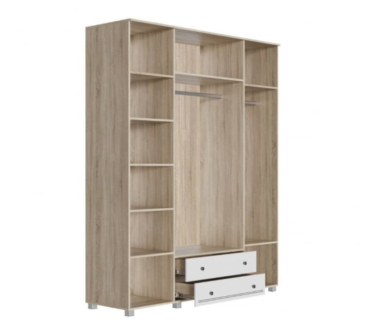 Шкаф четырехстворчатый Мадлен 06 Дуб сонома светлый Ясень белый Серебро_1