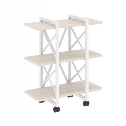 Стеллаж на колесных опорах - 3 полки ЛОФТ  ВР.Л-МСТ.К-3.4В Металл белый Денвер светлый / LOFT VR.L-MST.K-3.4V_0