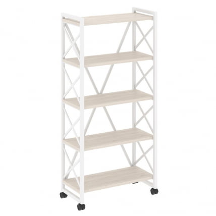 Стеллаж на колесных опорах - 5 полок ЛОФТ ВР.Л-МСТ.К-5.8 Металл белый Денвер светлый / LOFT VR.L-MST.K-5.8_0