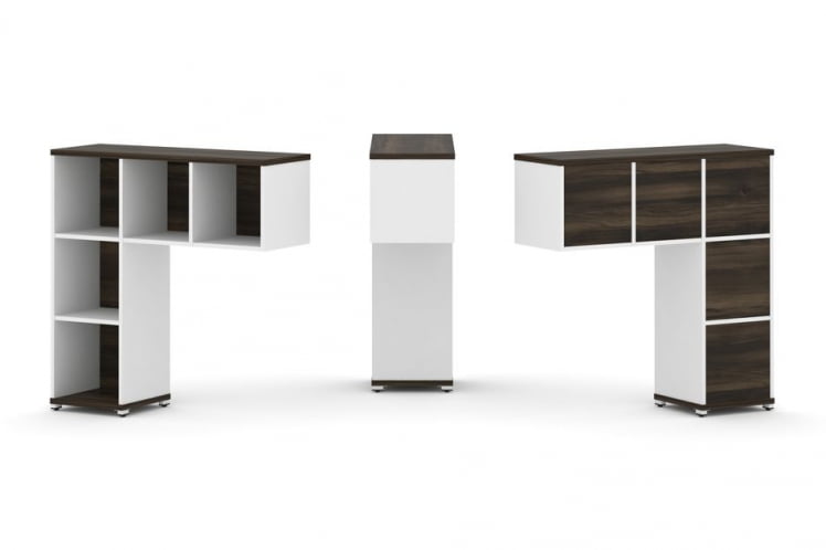 Надставка на стол низкая односторонняя + задняя стенка 5шт. CОНCЕПТ CН.ОНН-001 Дуб Мали Белый бриллиант Белый металл / CONCEPT CN.ONN-001_0