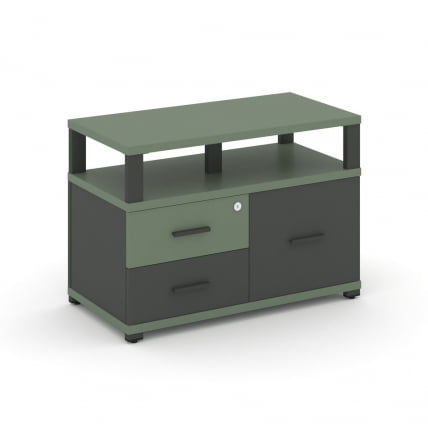 Тумба приставная сервисная с надставкой широкой CОНCЕПТ CН.ТСР-003 Б/В Кобо Антрацит / CONCEPT CN.TSR-003 B/W_0