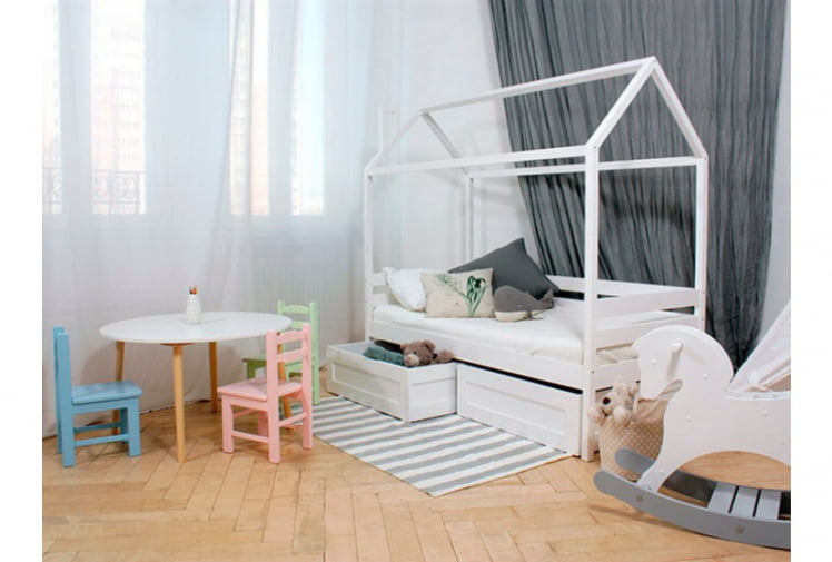 Кровать-домик РооРоом кд-1Р с ящиками Розовая / RooRoom_2