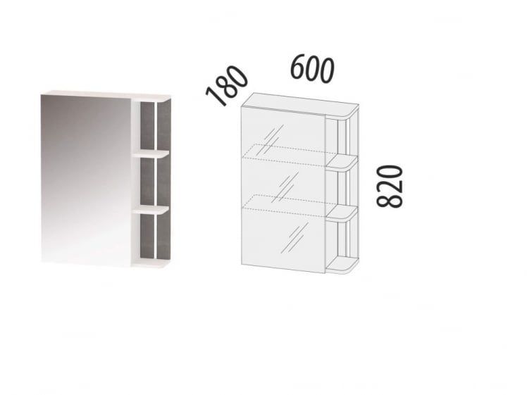 Зеркало с полками (лев/прав) Денвер 400.17_1