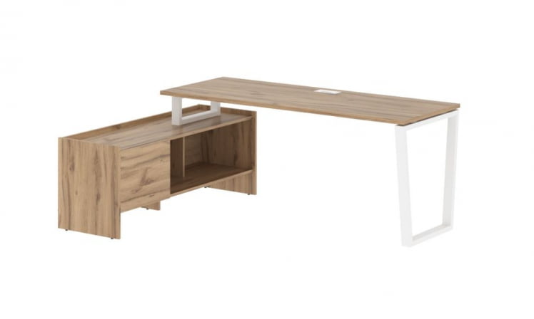 Стол с тумбой ЕДИС ЕВCТ 19614 Дуб Денвер светлый Белый / EDIS EVCT_0