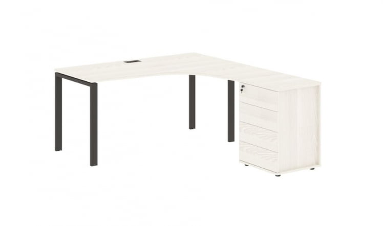 Стол эргономичный с тумбой правый ЕДИС ЕУCЕТ 1518 Р Ясень Траун Мокко / EDIS EUCET R_0