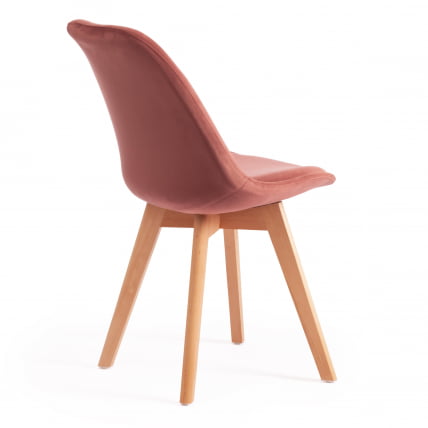 Стул ТУЛИП СОФТ (мод. 74) / 1 шт. в упаковке вельвет/дерево , 54 х 47 х 83 см , коралловый (ХЛР 44)/натуральный / TULIP SOFT (mod. (HLR_2