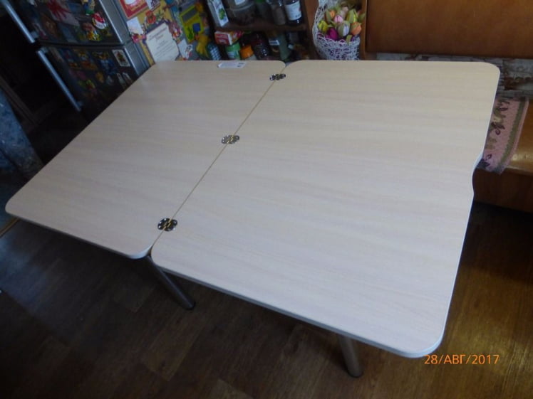 Стол поворотно-раскладной 1,2 Ника, СТЕКЛО, опоры Д50 круглые ХРОМ, Беленый дуб/Р041 / D50 дуб/R041_4