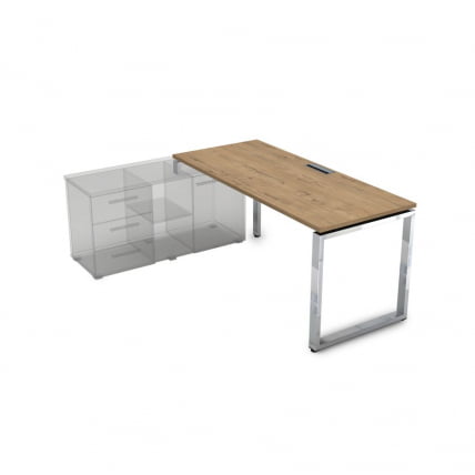 Стол рабочий, прямолинейный три опоры, левый ГЛОСС ЛИНЕ НСТЛ-О.989 Теаквоод / GLOSS LINE Teakwood_0