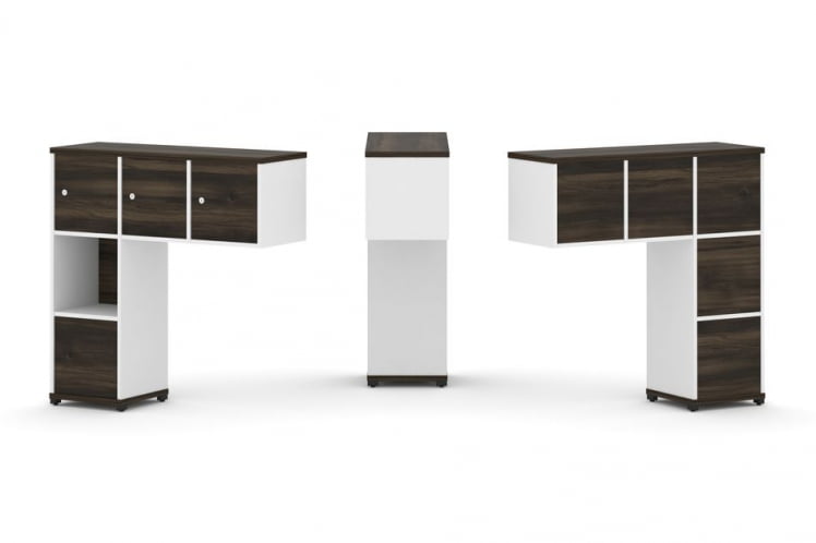 Надставка на стол низкая односторонняя + задняя стенка (5 шт.) + блок с 1-м ящиком (1 шт.) + распашной фасад (3 шт.) CОНCЕПТ CН.ОНН-006 Дуб Мали Белый бриллиант Черный металл / CONCEPT CN.ONN-006_0