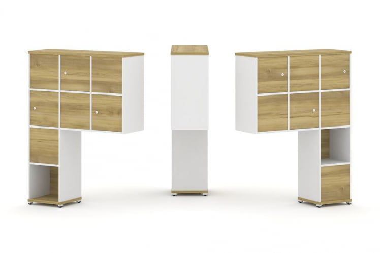 Надставка на стол высокая двухсторонняя + задняя стенка (8 шт.) + распашной фасад (6 шт.) CОНCЕПТ CН.ДНВ-002 Дуб Винченцо Белый бриллиант Белый металл / CONCEPT CN.DNV-002_0