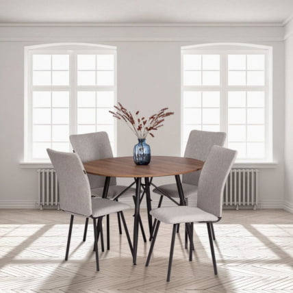 Стул обеденный Ла Роуссе ткань рогожка, 49х50х93, серый/черный, 3М 16/2 / La Rousse 3M_9