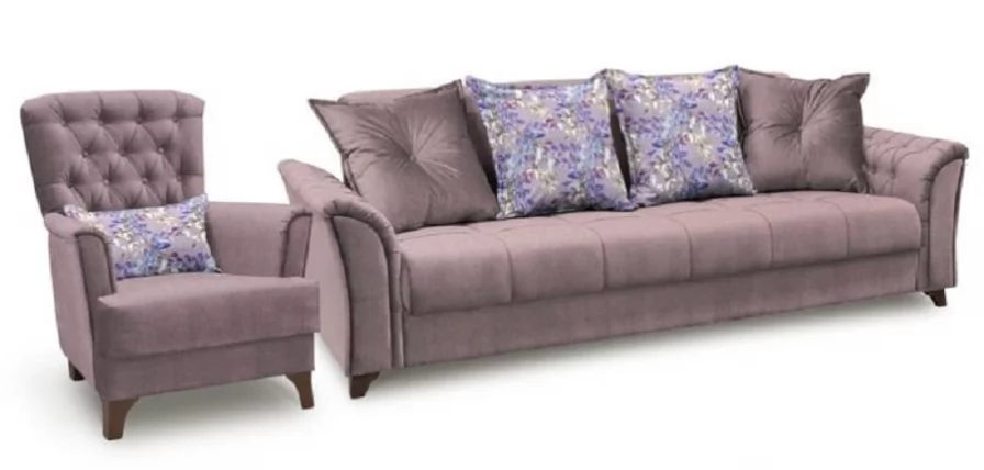 Диван-кровать Ирис ТД 961 Лекко Ява (серо-сиреневый)/Фибра Ветла_0