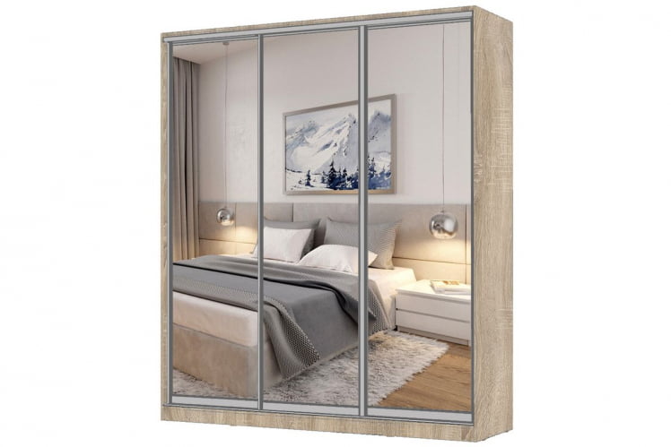 Шкаф-купе 3-х дверный Виктория 2000х584х2300, Дуб сонома светлый 20ДЗДЗДЗ-ЯЯПП-Дсс 310-3310_0