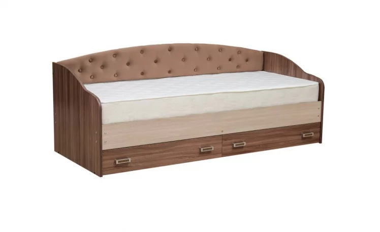 Кровать с мягким элементом Софа №8 800*1900 Венге/Ясень шимо светлый/Кожзам Венге_0