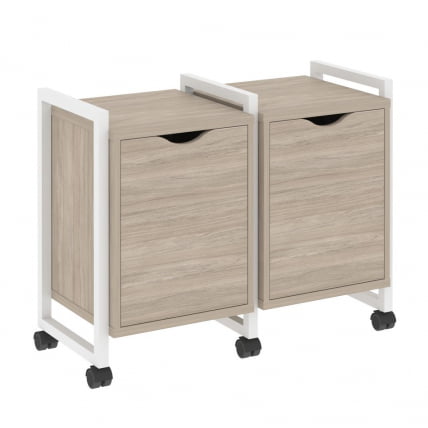 Тумба на колесных опорах наборная. Вариант №2 ЛОФТ ВР.Л-ТН-2.К Металл белый Дуб Аттик / LOFT VR.L-TN-2.K_0