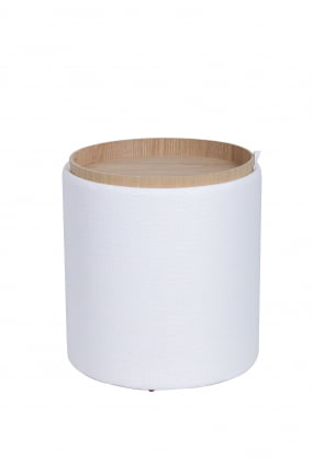 Пуф-столик с ящиком Хюгге С рогожка Белый / S_4