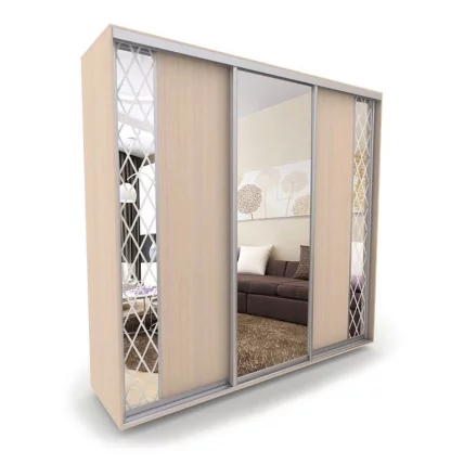 Шкаф-купе 3-х дверный Акцент-Вера ДР 2100х600 Дуб молочный_0