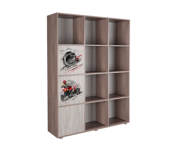 Стеллаж с фасадами ДМ 12 Ясень шимо темный/Зеленый_0