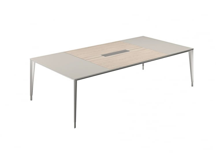 Конференц-стол (домино вдоль) Атлас НЗ-0104.ГС.ЙН.АЛ Серый камень Ясень Наварра Алюминий / Atlas NZ-0104.GS.YN.AL_0