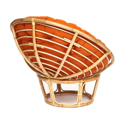 Кресло ПАПАСАН ЕCО/ПАПАСАН ЭКО П115-1/СП СТД /c подушкой, ремешками/ диаметр подушки 122 см, 115кс101кс92 см, Натурал (натуральный), ткань Оранжевый, С 23 / PAPASAN ECO/ПАПАСАН P115-1/SP STD /c 115x101x92 Natural_1