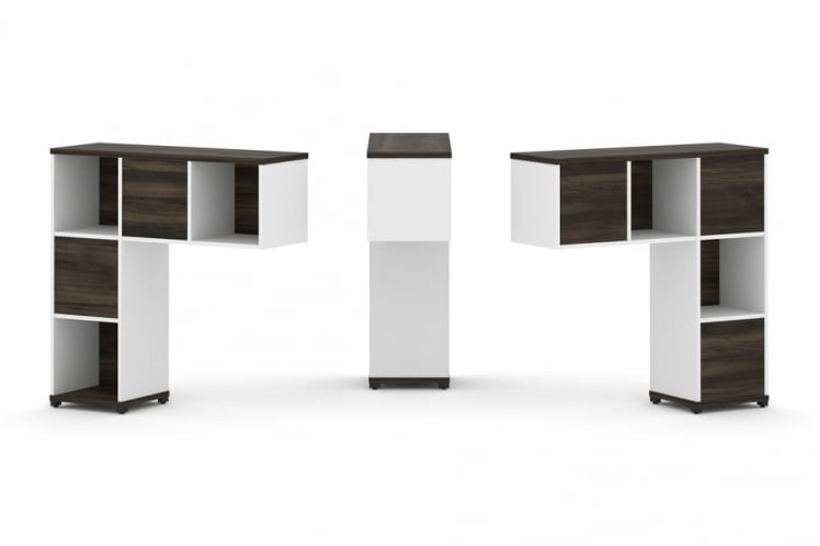 Надставка на стол низкая двухсторонняя + задняя стенка (5 шт.) CОНCЕПТ CН.ДНН-001 Дуб Мали Белый бриллиант Черный металл / CONCEPT CN.DNN-001_0