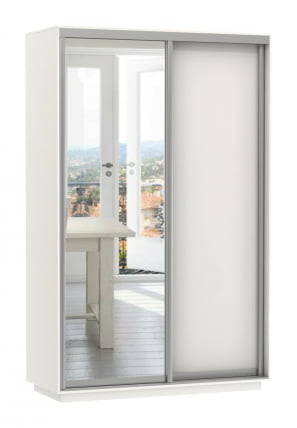 Шкаф-купе двухдверный Экспресс Дуо Медиум 1400х2200х Белый снег / 1400х2200h_0