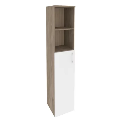 Шкаф высокий узкий левый ОНИКС О.СУ-1.6(Л) Тиквуд Темный/Белый / ONIX O.SU-1.6(L)_0