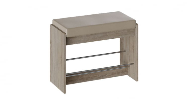 Тумба для обуви Тайм тип 1 Дуб Сонома трюфель/Кожзам бежевый_0