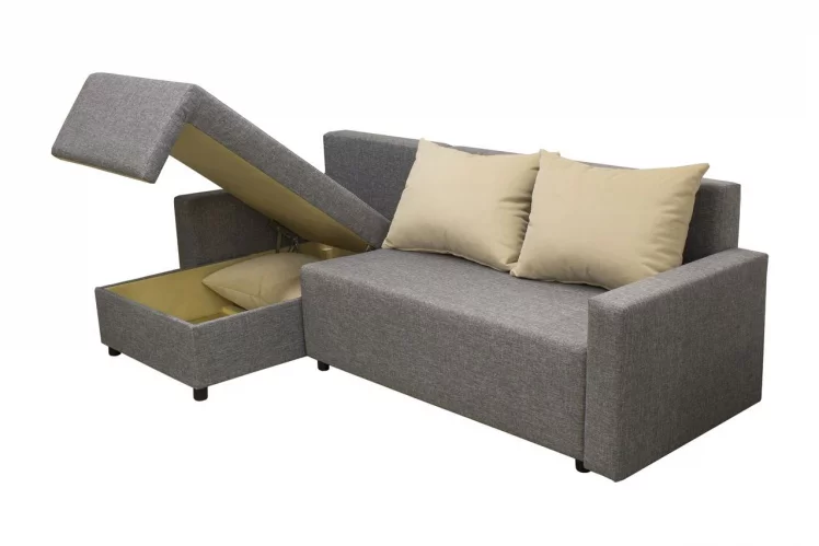 Угловой диван Шеррй (3 категория) с механизмом подъема оттоманки Визит 118-Нео Латте / Sherry_1