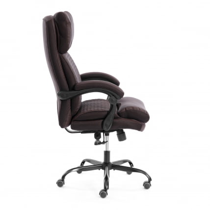 Кресло руководителя Чиеф металБЛ кож/зам/ткань, коричневый/коричневый стеганный, 36-36/36-36 стеганный/ТВ-24 / Chief metalBL стеганный/TW-24_1
