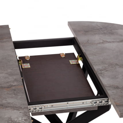 Стол МАНЗАНА ЛДСП/ХПЛ/металл, 100 х 100+30 х 75 см, Кварцит светлый/черный / MANZANA ЛДСП/HPL/металл,_2