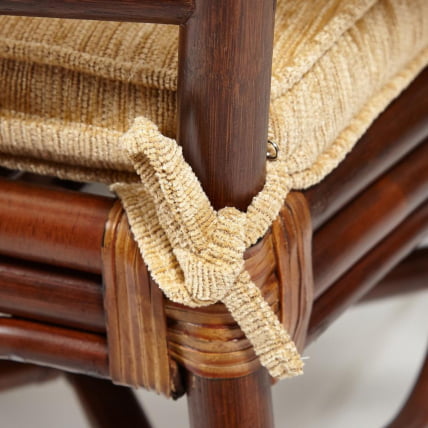 Комплект обеденный АНДРЕА ГРАНД (стол со стеклом+6 кресел+ подушки) Пекан Вашед (античн. орех), Ткань рубчик, цвет кремовый / ANDREA GRAND Pecan Washed_6