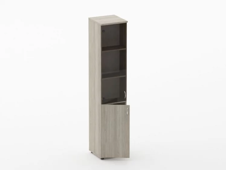 Шкаф высокий со стеклом Твин 16.16.13Л Дуб Сантана светлый / Twin_1