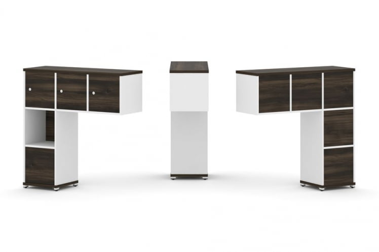 Надставка на стол низкая односторонняя + задняя стенка (5 шт.) + блок с 1-м ящиком (1 шт.) + распашной фасад (3 шт.) CОНCЕПТ CН.ОНН-006 Дуб Мали Белый бриллиант Белый металл / CONCEPT CN.ONN-006_0