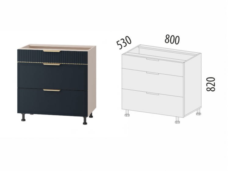 Напольный шкаф (3 ящика с системой плавного закрывания) Флоренция 108.92_6