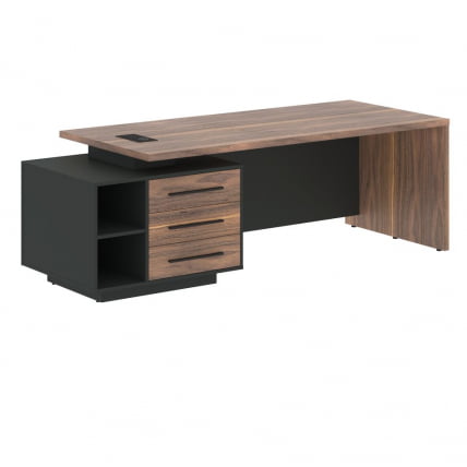 Стол руководителя левый ВЕЛИОН ВЕНЕЕР ВРCТ 2390 Л Американский орех Яшма черная / VELION VENEER VRCT L_0