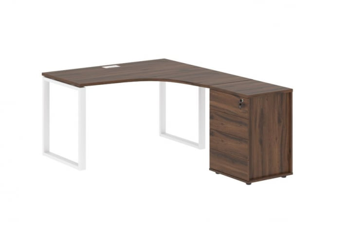 Стол эргономичный с тумбой правый ЕДИС ЕКCЕТ 1318 Р Дуб Денвер темный Белый / EDIS EQCET R_0