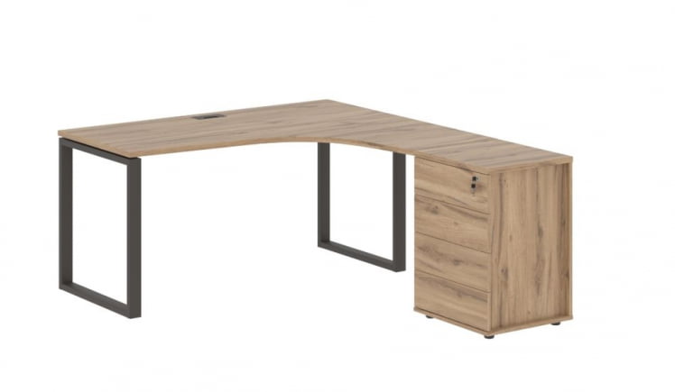 Стол эргономичный с тумбой правый ЕДИС ЕКCЕТ 1518 Р Дуб Денвер светлый Мокко / EDIS EQCET R_0