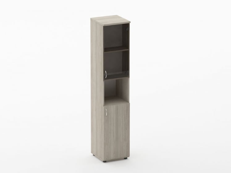 Шкаф высокий со стеклом и нишей Твин 16.16.16Пр Дуб Сантана светлый / Twin_0