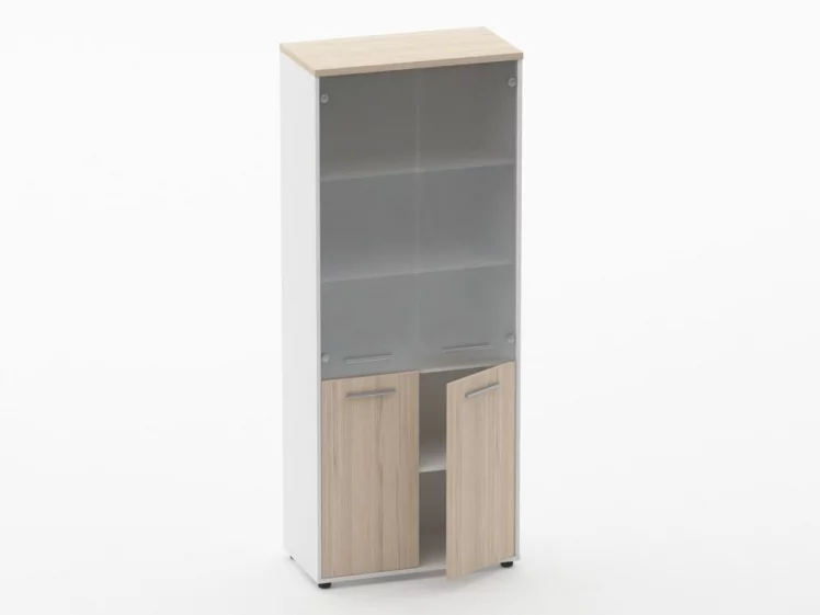 Шкаф 4 широкий верх стеклянные двери, низ закрытый Дека 10.19.171 Туя/Белый / Deka_1