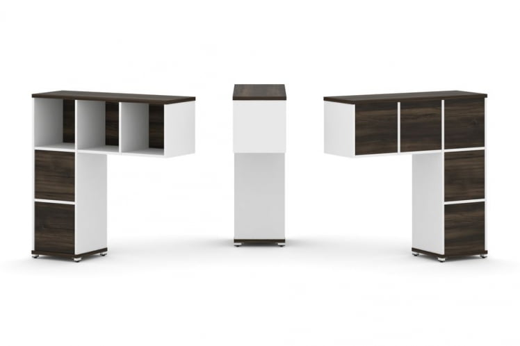 Надставка на стол низкая односторонняя + задняя стенка (5шт.) + блок с 2-мя ящиками (2шт.) CОНCЕПТ CН.ОНН-003 Дуб Мали Белый бриллиант Белый металл / CONCEPT CN.ONN-003_0