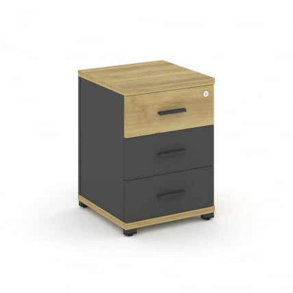 Тумба опорная/приставная с 3-мя ящиками CОНCЕПТ CН.ТУО-001 Б/В Дуб Винченцо Антрацит / CONCEPT CN.TUO-001 B/W_0